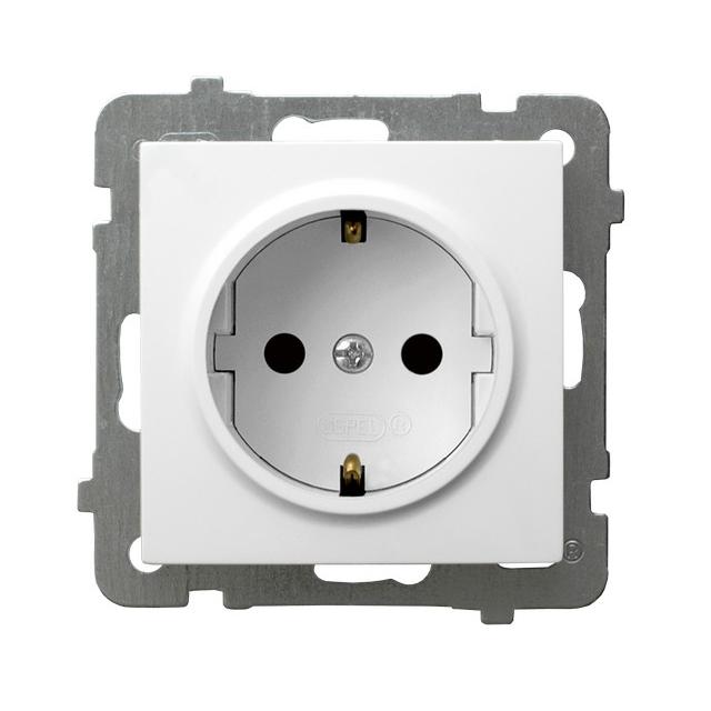 AS Gniazdo pojedyncze z uziemieniem schuko - kolor biały