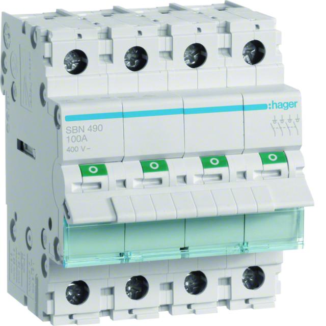 Modułowy rozłącznik izolacyjny 4P 100A 400VAC SBN490 HAGER