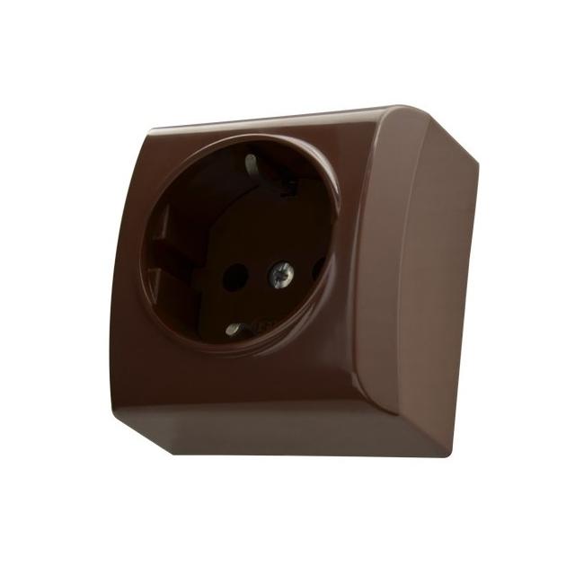 BIS Gniazdo pojedyncze z uziemieniem schuko - kolor brązowy
