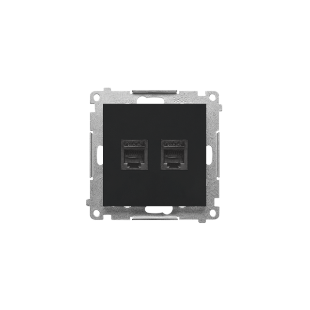 Simon 55 Gniazdo telefoniczne podwójne RJ12 Czarny mat