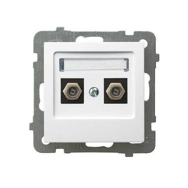 AS Gniazdo antenowe typu F podwójne - kolor biały