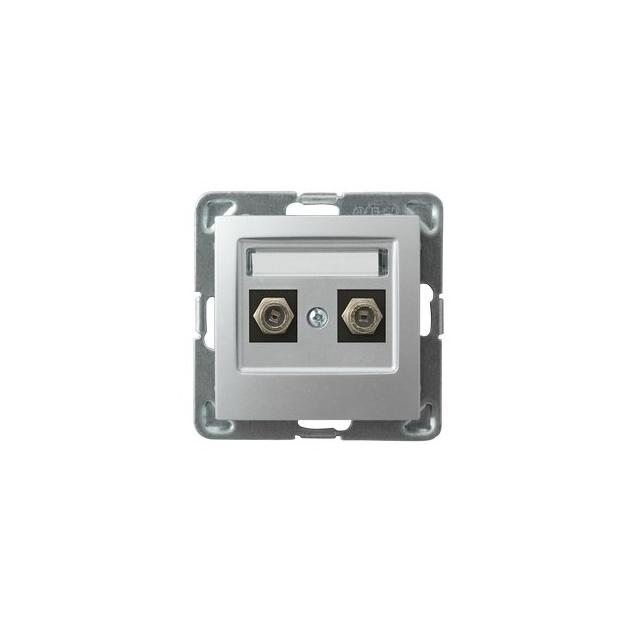 IMPRESJA Gniazdo antenowe typu F podwójne - kolor srebro