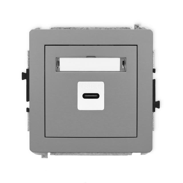 DECO Gniazdo pojedyncze 1xUSB C-C szary mat 27DGUSB-7 KARLIK