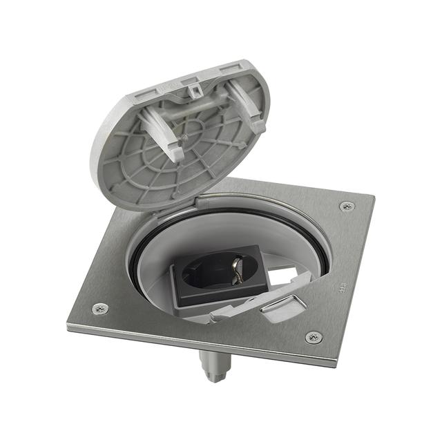 Simon Connect Wkład z pokrywą z gn. schuko + puste miejsce na wkład RJ45 stal nierdz. KSE10U/23/72 KONTAKT