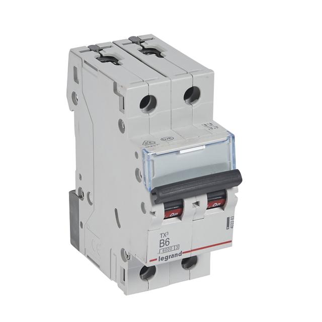 Wyłącznik Nadprądowy 2P B6A 6kA AC S302 TX3 403383 LEGRAND