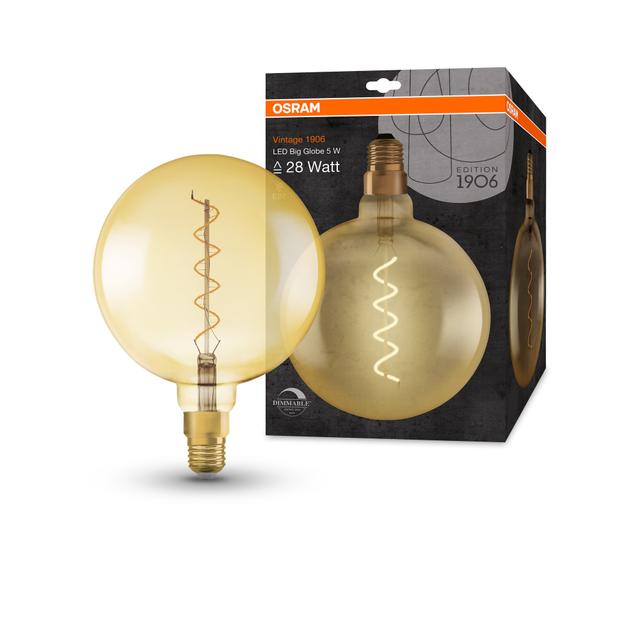 Żarówka LED Vintage 1906 LED dim CL GLOBE200 FIL GOLD 28 dim 5W/820 E27 4058075269729 LEDVANCE
