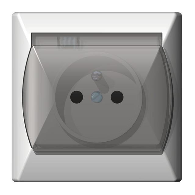 AKCENT Gniazdo bryzgoszczelne z uziemieniem IP-44 wieczko przezroczyste - kolor biały