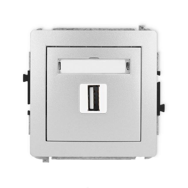 DECO Mechanizm gniazda pojedynczego USB A-A 2.0 srebrny metalik