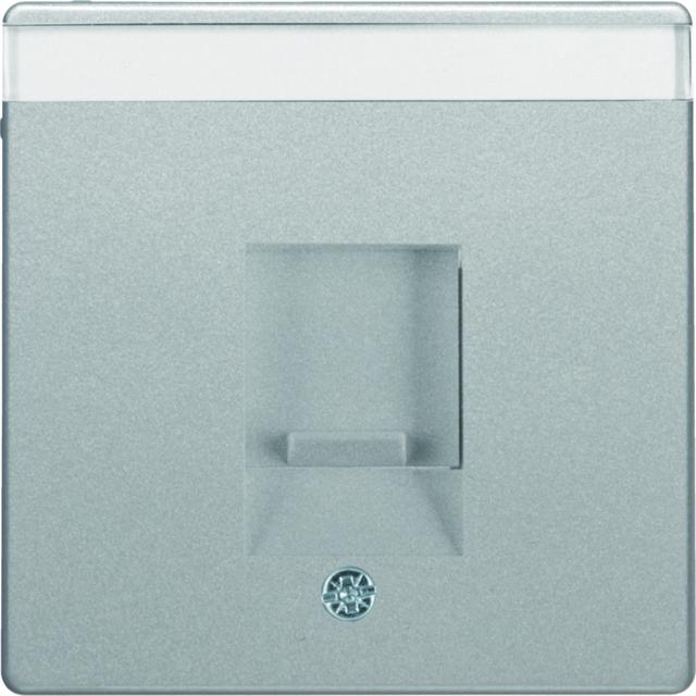 BERKER Q.x Płytka czołowa pojedyncza zasuwa chroniące przed kurzem pole opisowe aluminium aksamit la