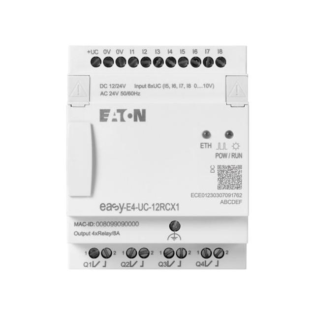 EASY-E4-UC-12RCX1 easyE4 12-24VDC 24VAC 8DI(4AI) 4DO-R bez wyświetlacza 197212 EATON