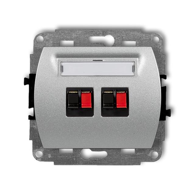 TREND Mechanizm gniazda głośnikowego podwójnego srebrny metalik