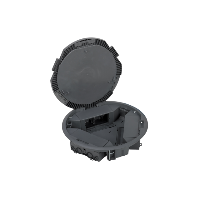 Simon Connect Puszka podłogowa okrągła 6x K45+3x K45/2 montaż modułów kątowy szary