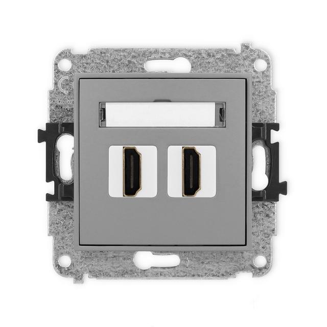 MINI Gniazdo podwójne HDMI 2.0, 4K szary mat 27MHDMI-4 KARLIK