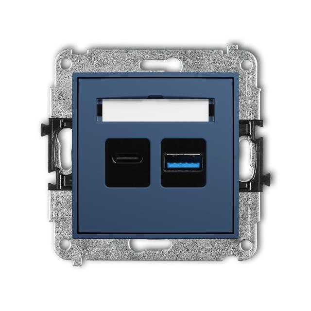 MINI Mechanizm ładowarki USB podwójnej USB C + USB A, 20W max. navy blue