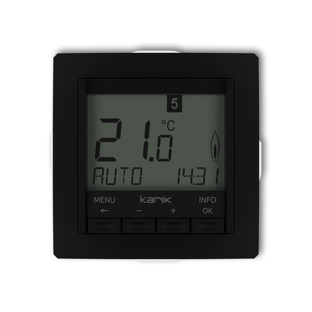DECO Elektroniczny tygodniowy regulator temperatury (podświetlenie białe), czarny mat 12DRT-3.1 KARLIK