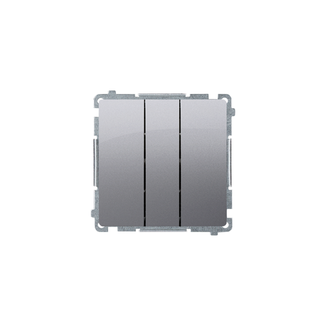 Simon Basic Przycisk potrójny z podświetleniem LED 10A 250V szybkozłączka stal inox BMP31L.01/21 KONTAKT