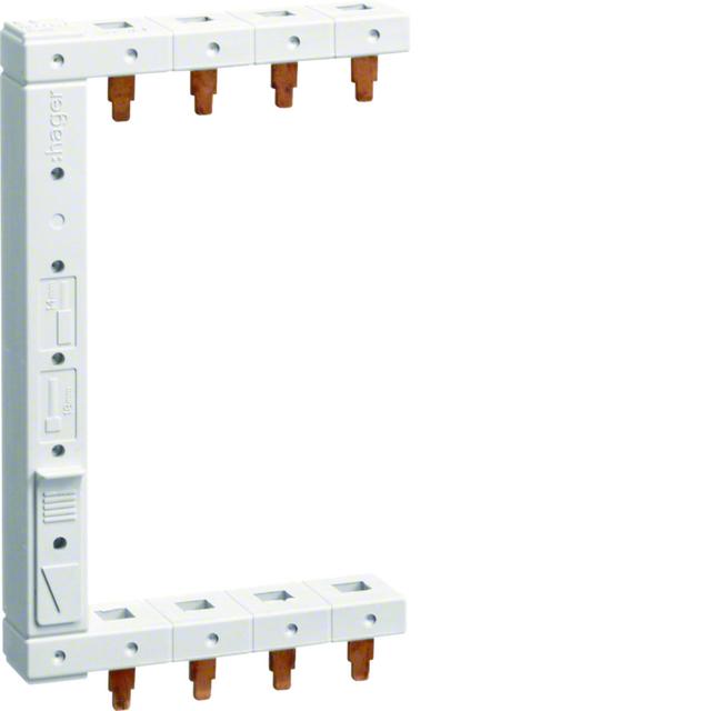 Szyna grzebieniowa kołkowa pionowa 4P 16mm2 do RCCB 2-rzędowa lewa 125mm KCF663L HAGER