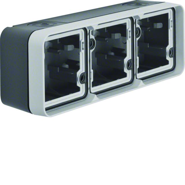 BERKER W.1 Adapter natynkowy potrójna poziomy 2 wejścia IP55 szary 6019303505 HAGER