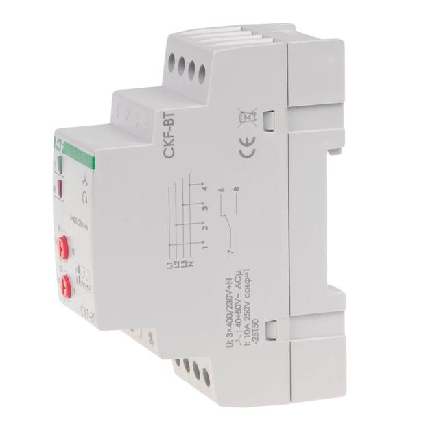 CZUJNIK KOLEJNOŚCI I ZANIKU FAZY, STYK: 1Z , I=10A,REGULOWANY CZAS ZADZIAŁANIA 0,5-15 SEK., 2 MODUŁY