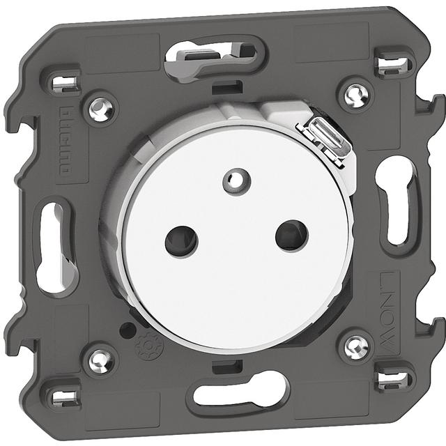 LIVING NOW - GNIAZDO PŁASKIE 2P+Z + USB C - 2 MODUŁY - BIEL, Bticino
