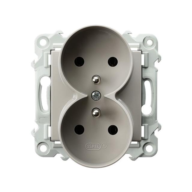 SZAFIR Gniazdo podwójne z uziemieniem moduł bez ramki - kolor kaszmirowy beż