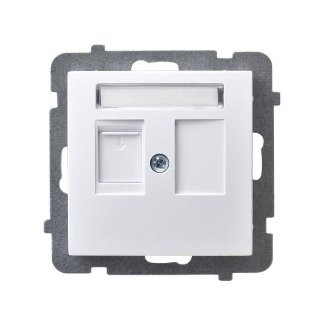 AS Obudowa gniazda pojedynczego z przesłoną typu Keystone prosta - kolor biały