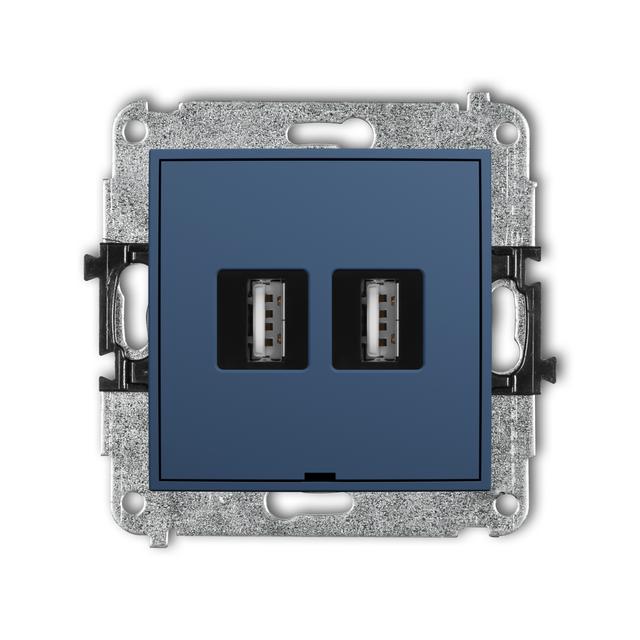 ICON Gniazdo podwójne 2xUSB typ A-A 2.0 navy blue 64IGUSBBO-2 KARLIK
