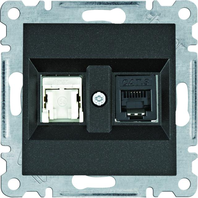 lumina Gniazdo RJ11/12 + RJ45 czarny WL2213 HAGER