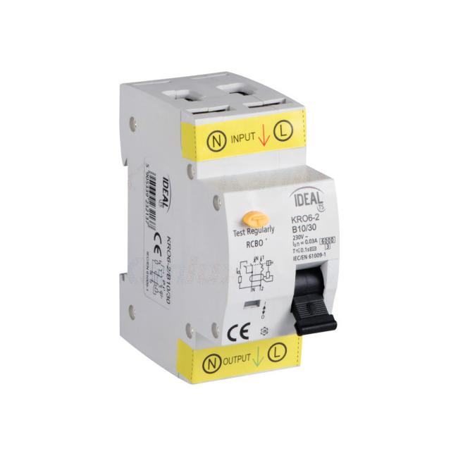 Wyłącznik różnicowo-prądowy z zabezpieczeniem nadmiarowo-prądowym KRO6-2/B10/30