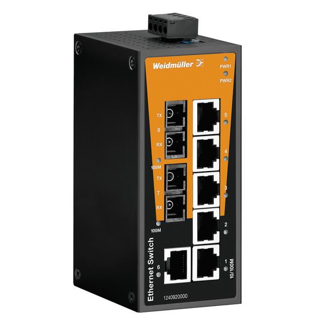 IE-SW-BL08T-6TX-2SC Przełącznik sieciowy (prosty), niezarządzany, Fast Ethernet, Liczba portów: 6x RJ45, 2x SC wielomodowy, -40 °C...75 °C, IP30 /1szt./ 1240920000 WEIDMÜLLER