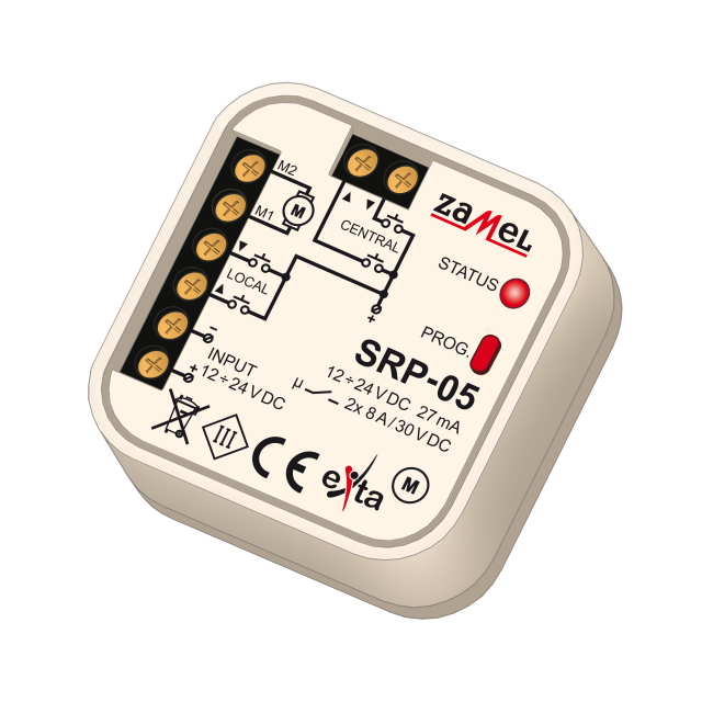 STEROWNIK ROLET UNIWERALNY DOPUSZKOWY PRZEWODOWY TYP: SRP-05/12-24V