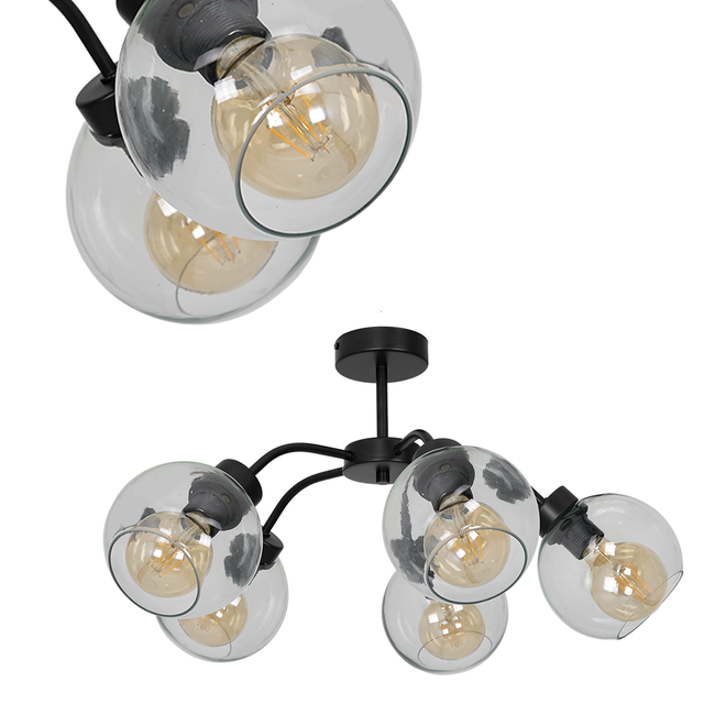 Milagro plafon Sofia Clear 5xE27 czarny MLP6596