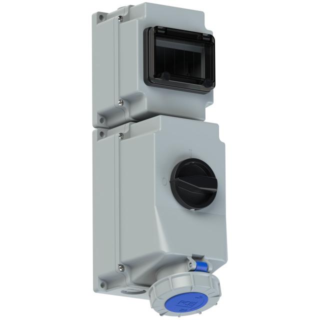 GN.Z WYL.I SZYNA 63A 5P 9H IP67 Z BLOK.MECH.I SZYNA NA 5 DIN