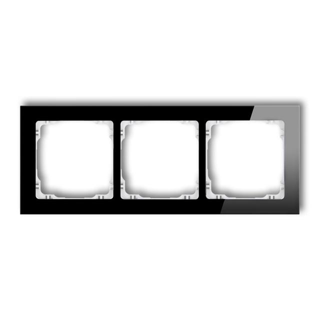 DECO Ramka uniwersalna potrójna- efekt szkła (ramka: czarna; spód: biały) czarny