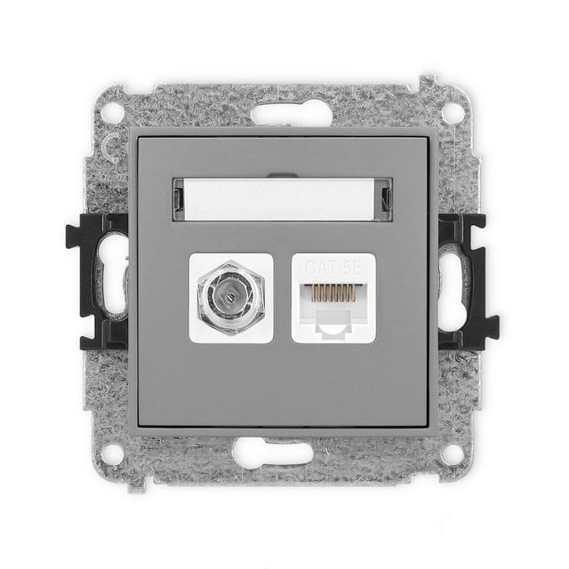 ICON Mechanizm gniazda antenowego poj. typu F (SAT) + gniazda komp. poj. 1xRJ45, kat. 5e, 8-stykowy