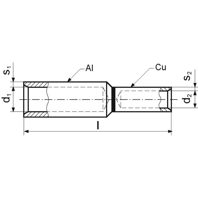 Złączka redukcyjna szczelna Al-Cu aluminium miedź ACL 150-25 ACL_150-25/1 ERKO