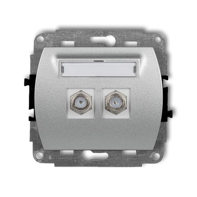 TREND Mechanizm gniazda antenowego podwójnego typu F (SAT) pozłacany srebrny metalik