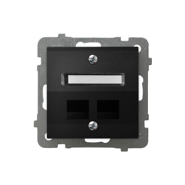 AS Obudowa gniazda podwójnego typu Keystone skośna - kolor czarny metalik