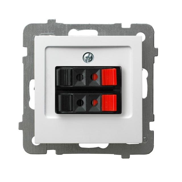 AS Gniazdo głośnikowe podwójne - kolor biały