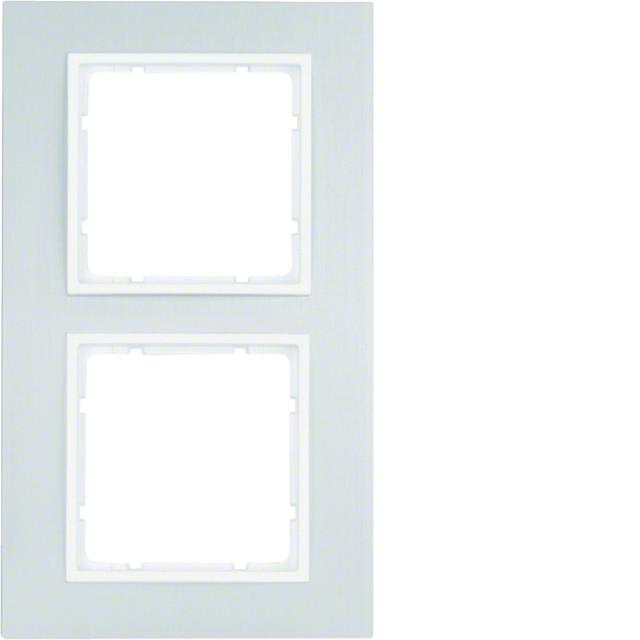 BERKER B.7 Ramka podwójna aluminium/biała mat 10126914 HAGER
