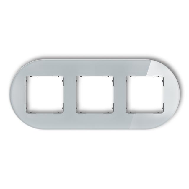 ICON Ramka uniwersalna potrójna okrągła - efekt szkła (ramka: szara; spód: grafitowy mat) szary