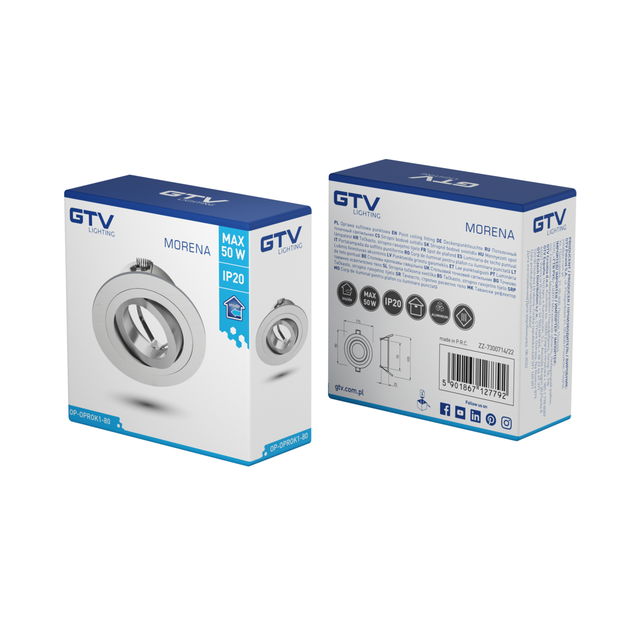 SUFITOWA OPRAWA PUNKTOWA MORENA, IP20, OKRĄGŁA, INOX