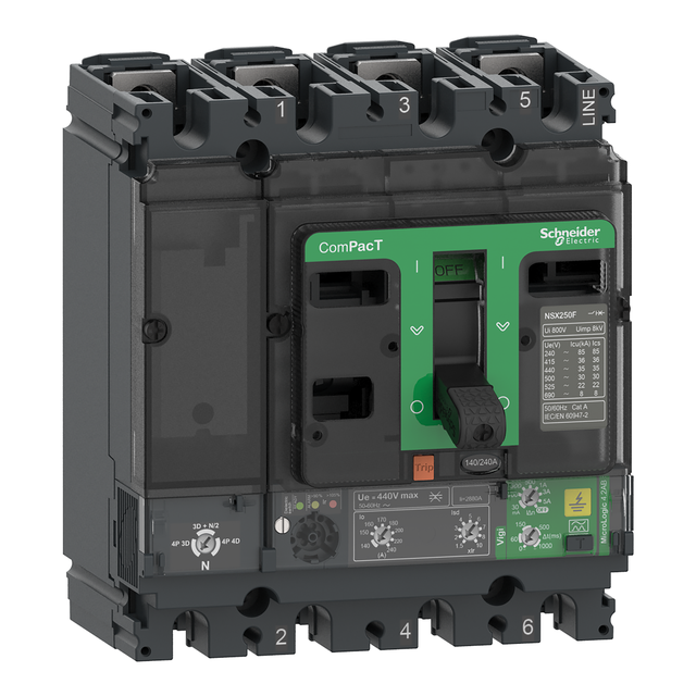 Wyłącznik mocy ComPacT NSX NSX100F Mic4.2AB 100A 4P 36kA Vigi C10F44B100 Schneider