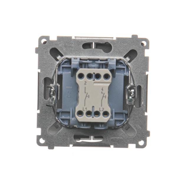 Simon Basic Przycisk podwójny zwierny dwuobwodowy: 2 wejścia 2 wyjścia 16A szybkozłączka stal inox