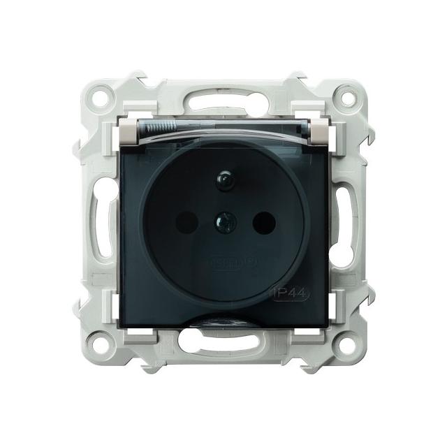 SZAFIR Gniazdo bryzgoszczelne z uziemieniem IP-44 wieczko przezroczyste - kolor kaszmirowy beż