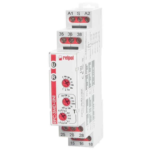 Przekaźnik czasowy 3P 8A 12‑240VAC/DC AgSnO2 RPC‑3MD‑UNI 856583 RELPOL