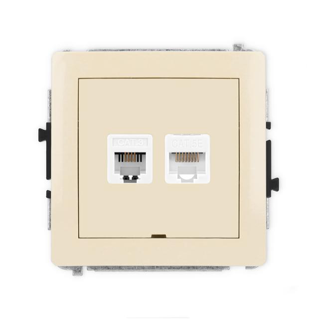 DECO Mechanizm gniazda telefonicznego pojedynczego 1xRJ11 + komputerowego pojedynczego 1xRJ45, kat.