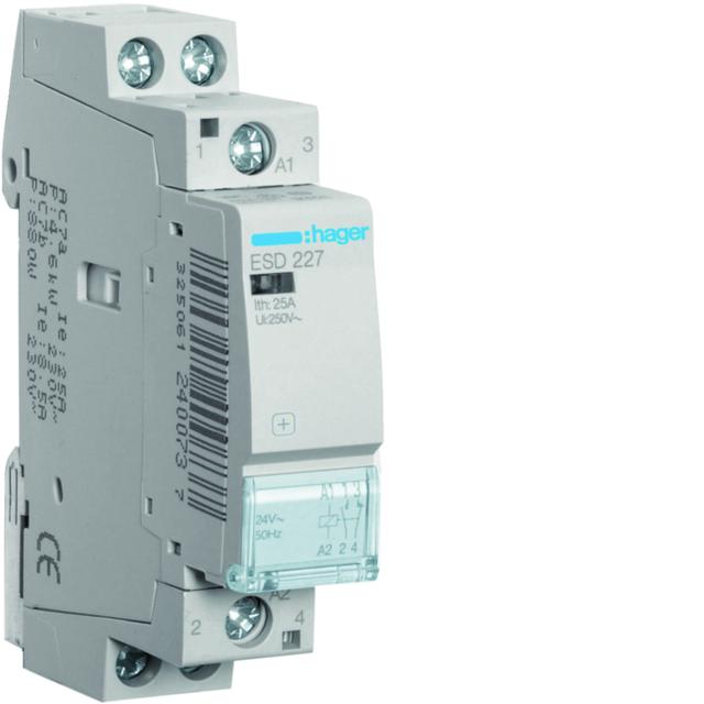 Stycznik modułowy 24V AC 1Z+1R 25A AC-7A B ESD227 HAGER