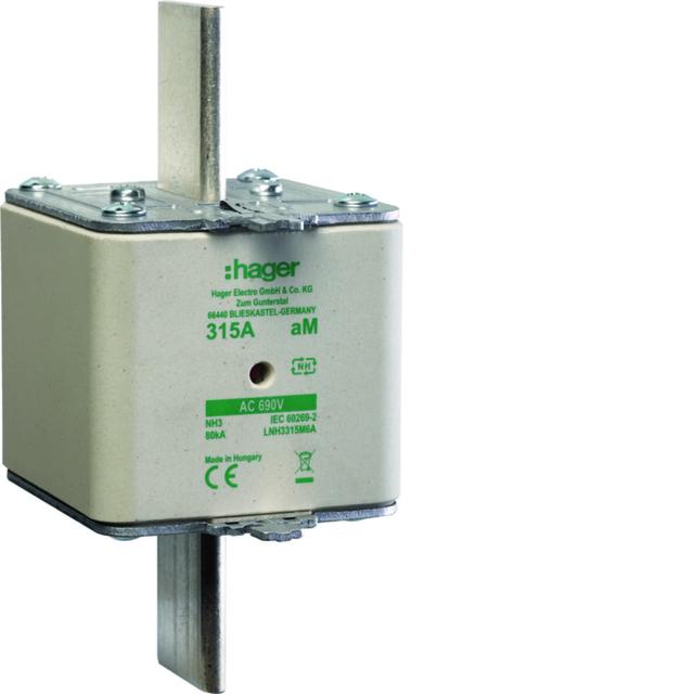 Wkładka bezp. nożowa NH3 wsk.podw. uchwyt nieiz. aM 315A 690VAC LNH3315M6A HAGER