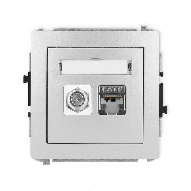 DECO Mechanizm gniazda antenowego poj. typu F (SAT) + gniazda komp. poj. 1xRJ45, kat. 6 ekranowany,